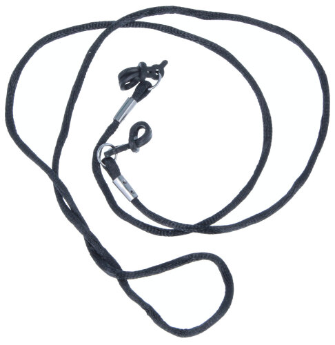 Brillenkordel aus weichem Satin mit Gummischlaufe aus Silikon in Schwarz