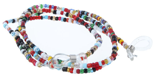 Moderne Perlen-Brillenkette mit Gummischlaufe und Stopper in Bunt
