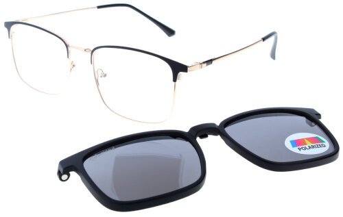 Goldene Komplettbrille MILOU wahlweise mit Sonnen-Clip und individueller Sehstärke