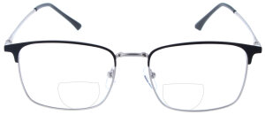 Silberne Bifokalbrille MILOU wahlweise mit Sonnen-Clip...