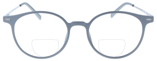 Graue TR90-Bifokalbrille FRANCIS wahlweise mit Sonnen-Clip und individueller Sehstärke