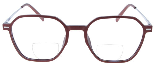 Rote TR90-Bifokalbrille IONO wahlweise mit Sonnen-Clip und individueller Sehstärke