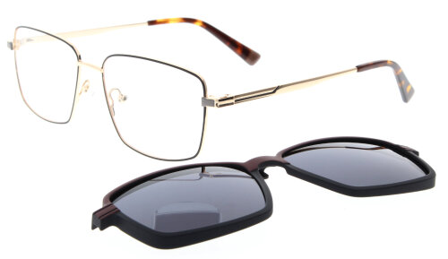 Goldene Metall - Komplettbrille CHARLIE inklusive Sonnenclip und individueller Sehstärke