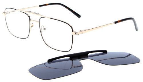 Goldene Komplettbrille LESLEY mit schwenkbarem Sonnenclip und individueller Sehstärke