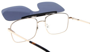 Goldene Komplettbrille LESLEY mit schwenkbarem Sonnenclip und individueller Sehstärke