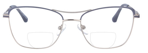 Silberne Bifokalbrille Melina mit Doppelsteg und individueller Sehstärke