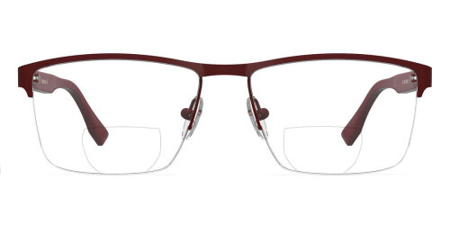 Dunkelrote Nylor - Bifokalbrille FRITZ aus Edelstahl mit individueller Sehstärke