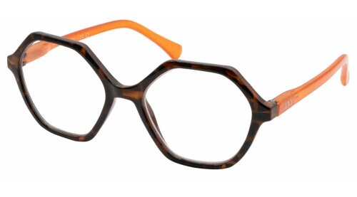 Ausgefallene Fertiglesebrille STELLA in Havanna-Orange mit Federscharnier