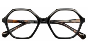 Ausgefallene Fertiglesebrille STELLA in Schwarz-Havanna...