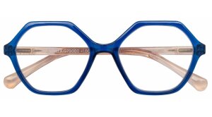 Ausgefallene Fertiglesebrille STELLA in Blau-Beige mit...