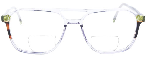 Rauchgraue Acetat - Bifokalbrille Rossana mit auffälligem Doppelsteg und individueller Sehstärke