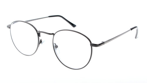 Schicke Lesebrille MISSOURI von Victoria in Gun mit Metallfassung und Federscharnier, inkl. Einstecketui