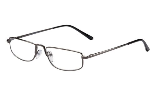 Zeitlose Metall Fertig-Lesebrille GARDA in Gun mit Federscharnier inkl. Einstecketui