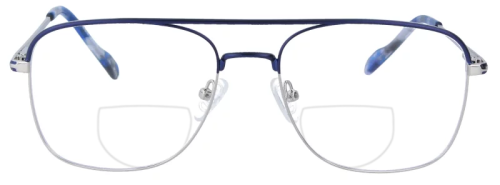 Silberne Metall - Bifokalbrille Tamme mit Doppelsteg und individueller Sehstärke