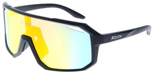 Schwarz-Rot/Gelb Sonnenbrille / Sportbrille SEVEN mit Wechselscheiben und Verglasungsclip