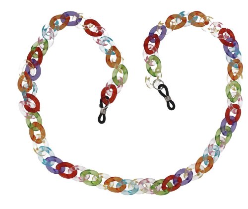 Moderne, große Brillenkette aus Acryl mit Gummischlaufe und Stopper in der Farbe Bunt