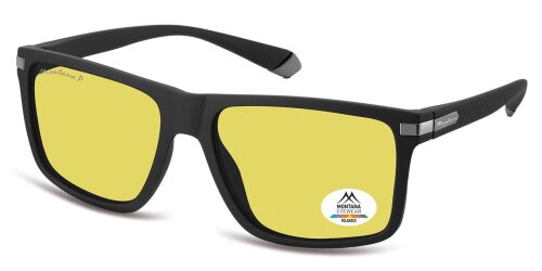 Montana Eyewear Kunststoff-Sonnenbrille MP197E mit großen polarisierenden Gläsern in Schwarz / Gelb