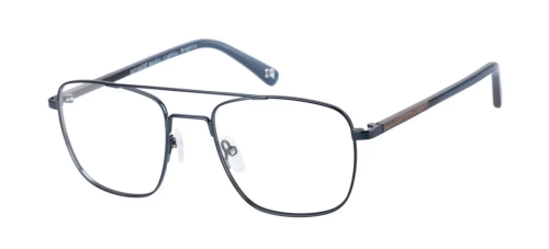 Klassische Edelstahl - Brillenfassung BoDe Bio-1019-206 mit Bio-Acetat-/ Holz-Bügel in Blau