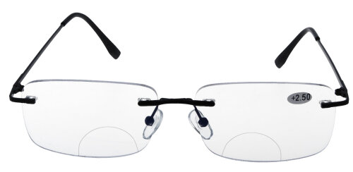 Schwarze randlose Bifokalbrille SIRKO mit Blaulichtfilter und Lese-Nahteil