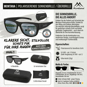Montana Überbrille / Sonnenbrille mit polarisierenden Gläsern und grauer Tönung - inklusive Etui