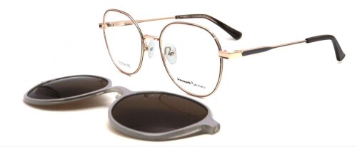 Hübsche BRAUNWARTH Brillenfassung 64 - 255607 in Gold mit Sonnenclip in Grau