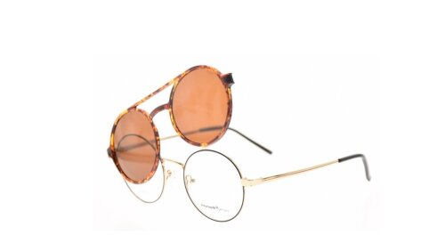 Schöne Brillenfassung 64 - 221718 von BRAUNWARTH in Gold / Schwarz mit Sonnenclip in Havanna