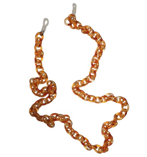 Modische Brillenkette cc10 mit transparenten Gummischlaufen in leuchtendem Orange