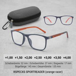 Sportliche Lesebrille RSPECXS SPORTREADER in orange racer mit Flexscharnier