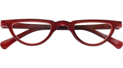 Schicke Fertiglesebrille LUNO aus recyceltem Kunststoff mit Federscharnier und Einstecketui in Rot