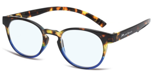 Havanna-Blaue Montana Blaulichtfilter-Lesebrille MNR1A mit Federscharnier und Nackenhalter aus hochwertigem Kunststoff
