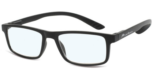 Blaulichtfilter-Lesebrille Montana MNR3 in Schwarz - mit Federscharnier und Nackenhalter aus hochwertigem Kunststoff