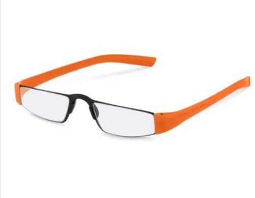 Stilvolle Porsche Design P8801 Lesebrille aus hochwertigem Edelstahl in zeitloser Form Grau- Orange + 1,00 dpt
