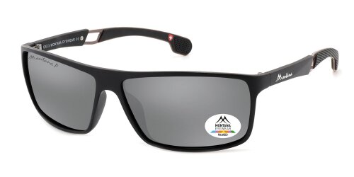 Sportliche Sonnenbrille Montana Eyewear SP319 - inklusive Kunstlederbeutel in Schwarz-Silber