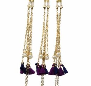 Hübsche Brillenkette aus Messing mit bunten Quasten...