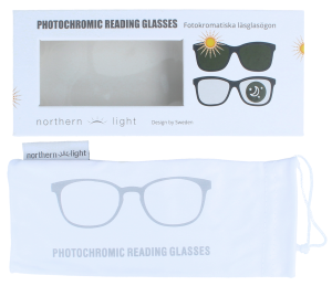 Schlichte Kunststoffbrille mit selbsttönenden, entspiegelten Gläsern in Rot