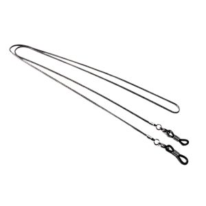 Schöne Brillenkette aus Messing mit Silikonschlaufen und Karabiner in Schwarz