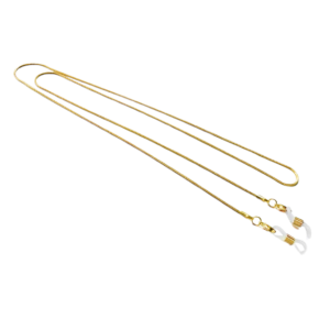 Zeitlose Brillenkette aus Messing mit Silikonschlaufen und Karabiner in Gold