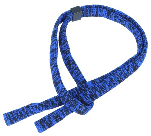 Elastisches Brillenband in Blau meliert mit Schieber und Tube-Endstücken