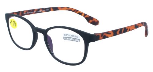 Lebhafte Lesebrille SANDHAMN mit phototropen und entspiegelten Gläsern in Schwarz
