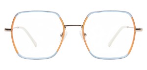 Heyelander Chloe Ice Blue meets Peach- H9301 Unisex Hexagon Metallbrille in Eisblau-Pfirsich
