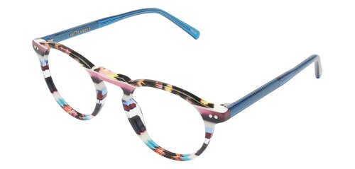 Heyelander ARRA – Runde Acetat-Vollrandbrille in Multicolor Streifenoptik