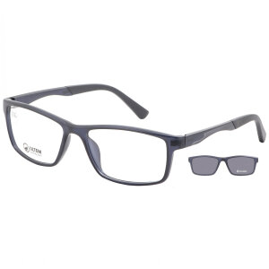 Leichte Vollrandbrille mit polarisiertem Sonnenclip