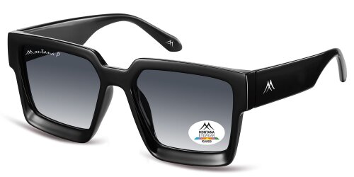 Extravagante Montana Eyewear Sonnenbrille MP175 aus Kunststoff in Schwarz Glänzend mit rauchigem Glas verlaufend