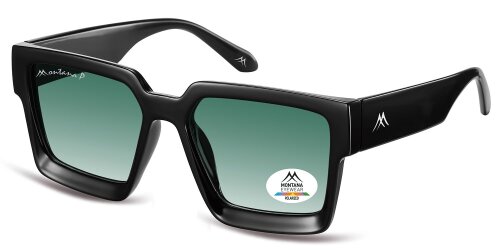 Extravagante Montana Eyewear Sonnenbrille MP175B aus Kunststoff in Schwarz Glänzend mit G15 verlaufendem Glas