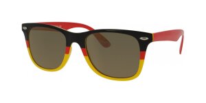 Tolle Kunststoff Fan - Sonnenbrille in Schwarz / Rot / Gold für EM & WM