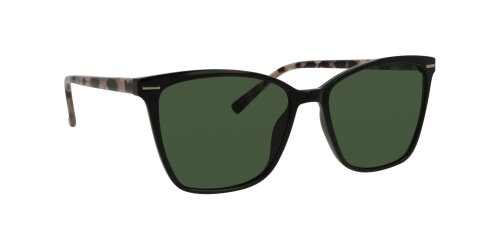 Sonnenbrille SUNRAY aus Kunststoff in Schwarz/Havanna-Rose mit grün getönten Gläsern
