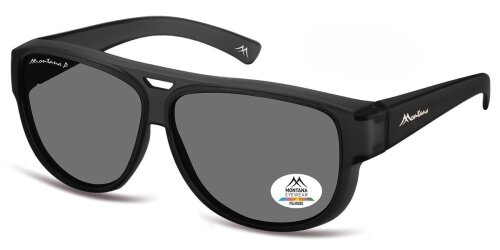 Montana Polarisierende Sonnenbrille / Überbrille in Schwarz  mit grauer Tönung