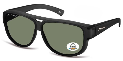 Montana Polarisierende Sonnenbrille / Überbrille in Schwarz mit grüner Tönung