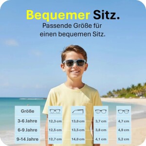 Mausito The Boho Kinder Sonnenbrille - 6-9 Jahre - Stone Blue Transparent – Flexibel, UV400 & BPA-frei