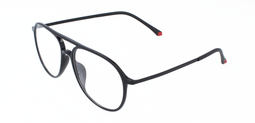 Moderne Bifokalbrille Pietro in Pilotform für vielseitige Sehbereiche in Schwarz- Glänzend
